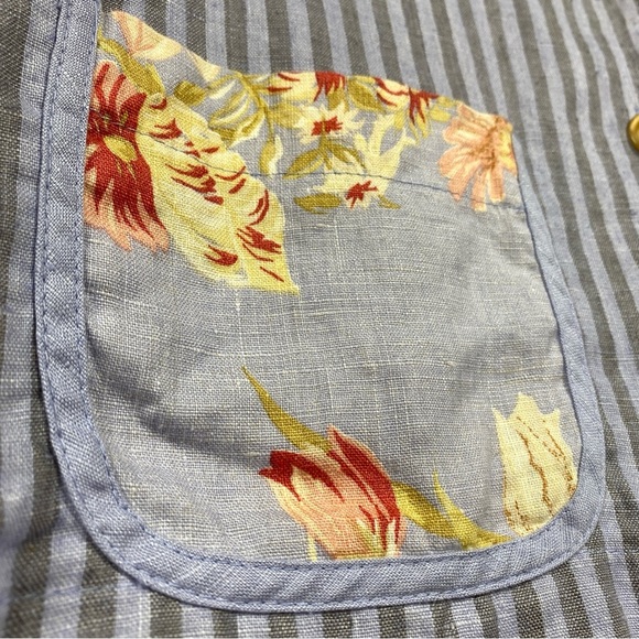 Vintage Carol Anderson 100% Linen Artsy Striped Floral Print Dress Set Sz Small - Picture 4 of 16